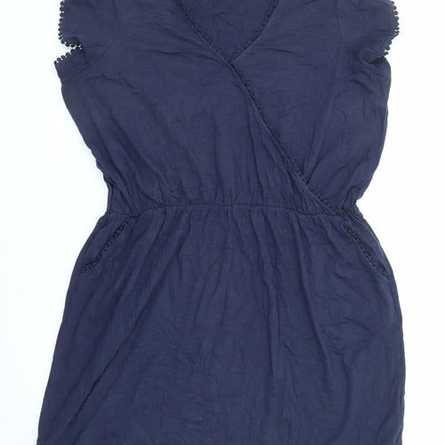 NEXT Womens Blue Cotton A-Line Size 22 V-Neck Pullover