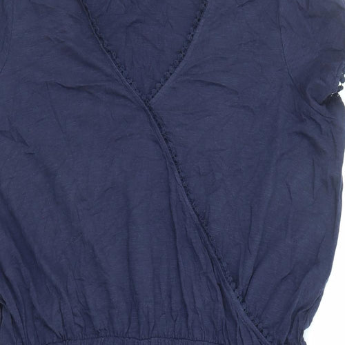 NEXT Womens Blue Cotton A-Line Size 22 V-Neck Pullover