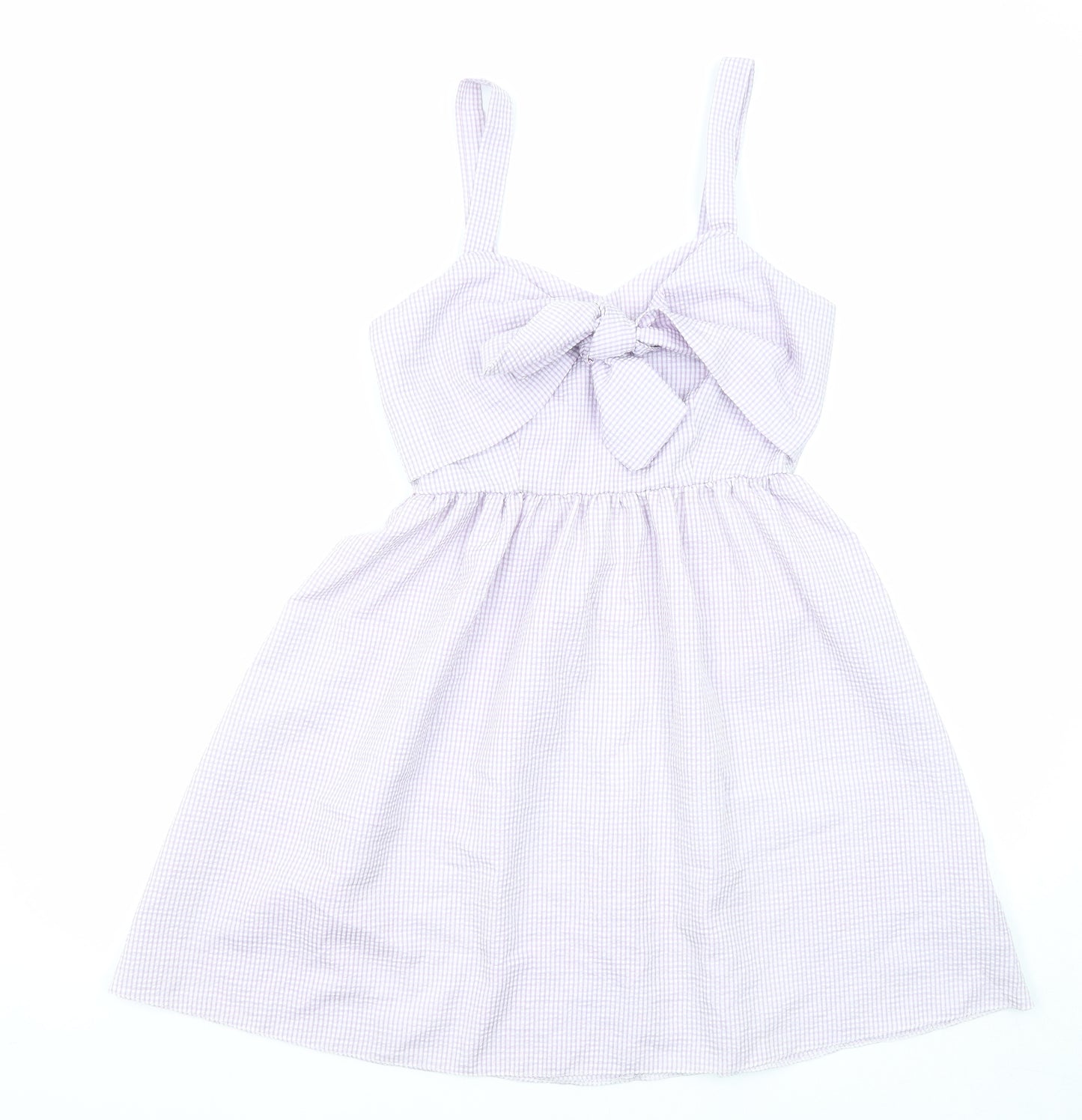 New Look Womens Purple Geometric Polyester A-Line Size 10 V-Neck Zip