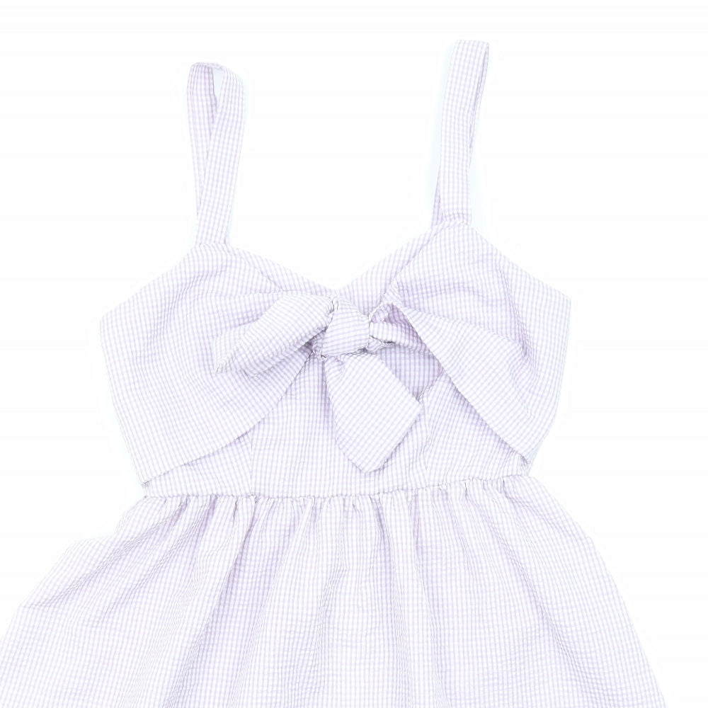 New Look Womens Purple Geometric Polyester A-Line Size 10 V-Neck Zip