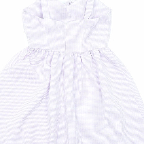 New Look Womens Purple Geometric Polyester A-Line Size 10 V-Neck Zip