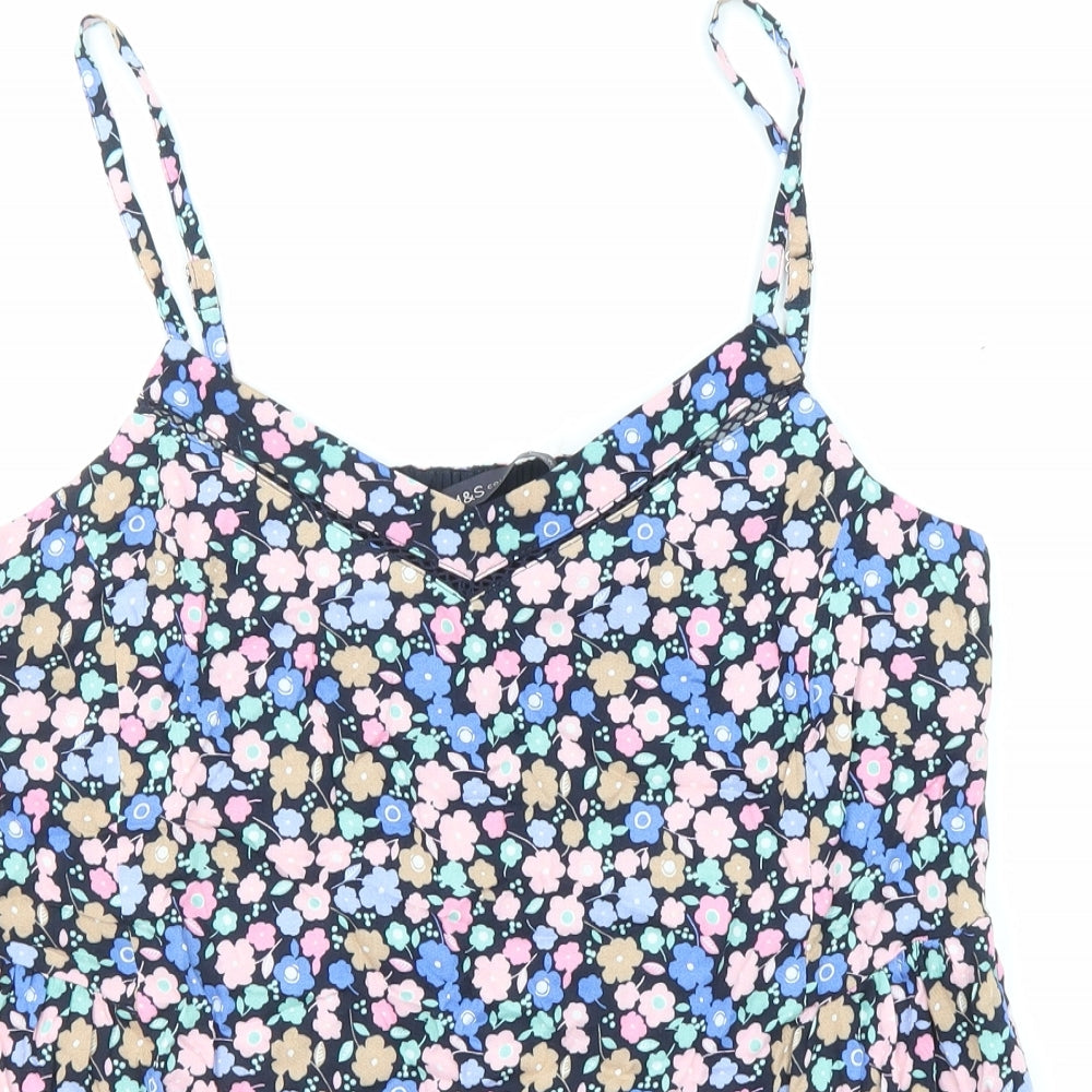 Marks and Spencer Womens Multicoloured Floral Viscose Basic Tank Size 10 V-Neck
