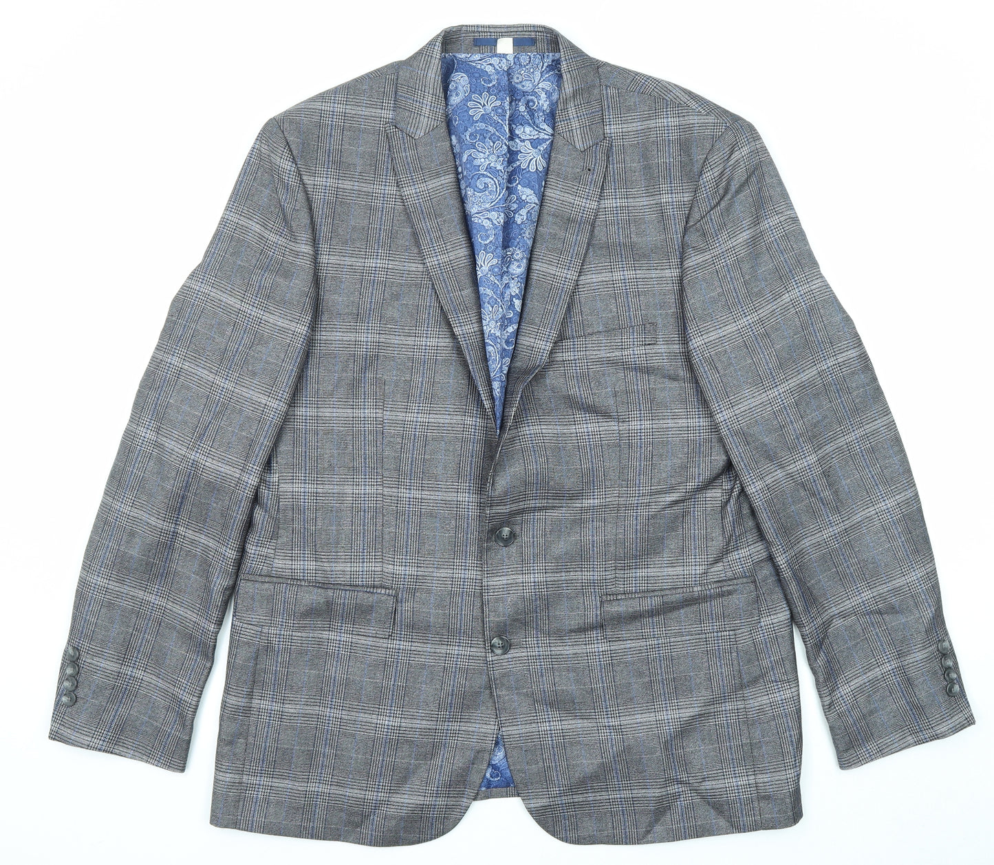 Jacamo Mens Grey Plaid Polyester Jacket Suit Jacket Size 44 Regular