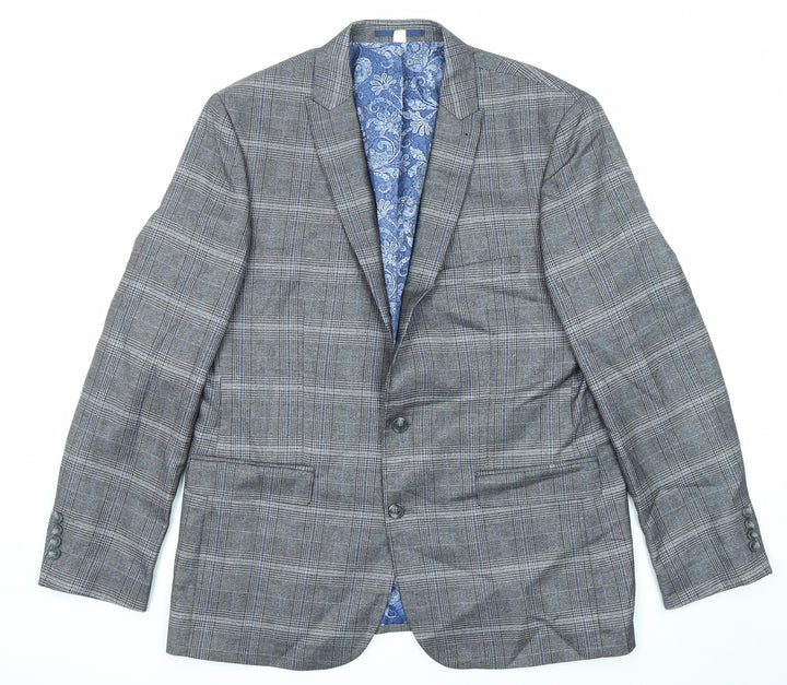 Jacamo Mens Grey Plaid Polyester Jacket Suit Jacket Size 44 Regular