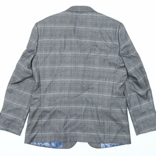 Jacamo Mens Grey Plaid Polyester Jacket Suit Jacket Size 44 Regular