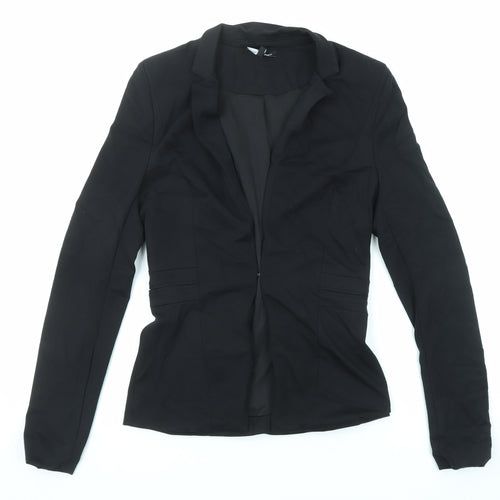 Bring on the night Womens Black Jacket Blazer Size M Hook & Eye