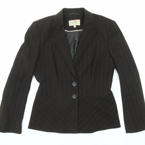 NEXT Womens Brown Striped Polyester Jacket Blazer Size 12