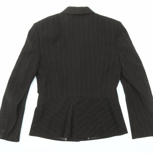 NEXT Womens Brown Striped Polyester Jacket Blazer Size 12