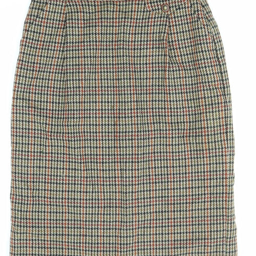 St Michael Womens Multicoloured Plaid Wool Straight & Pencil Skirt Size 14 Zip