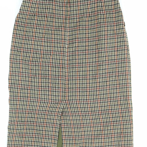 St Michael Womens Multicoloured Plaid Wool Straight & Pencil Skirt Size 14 Zip