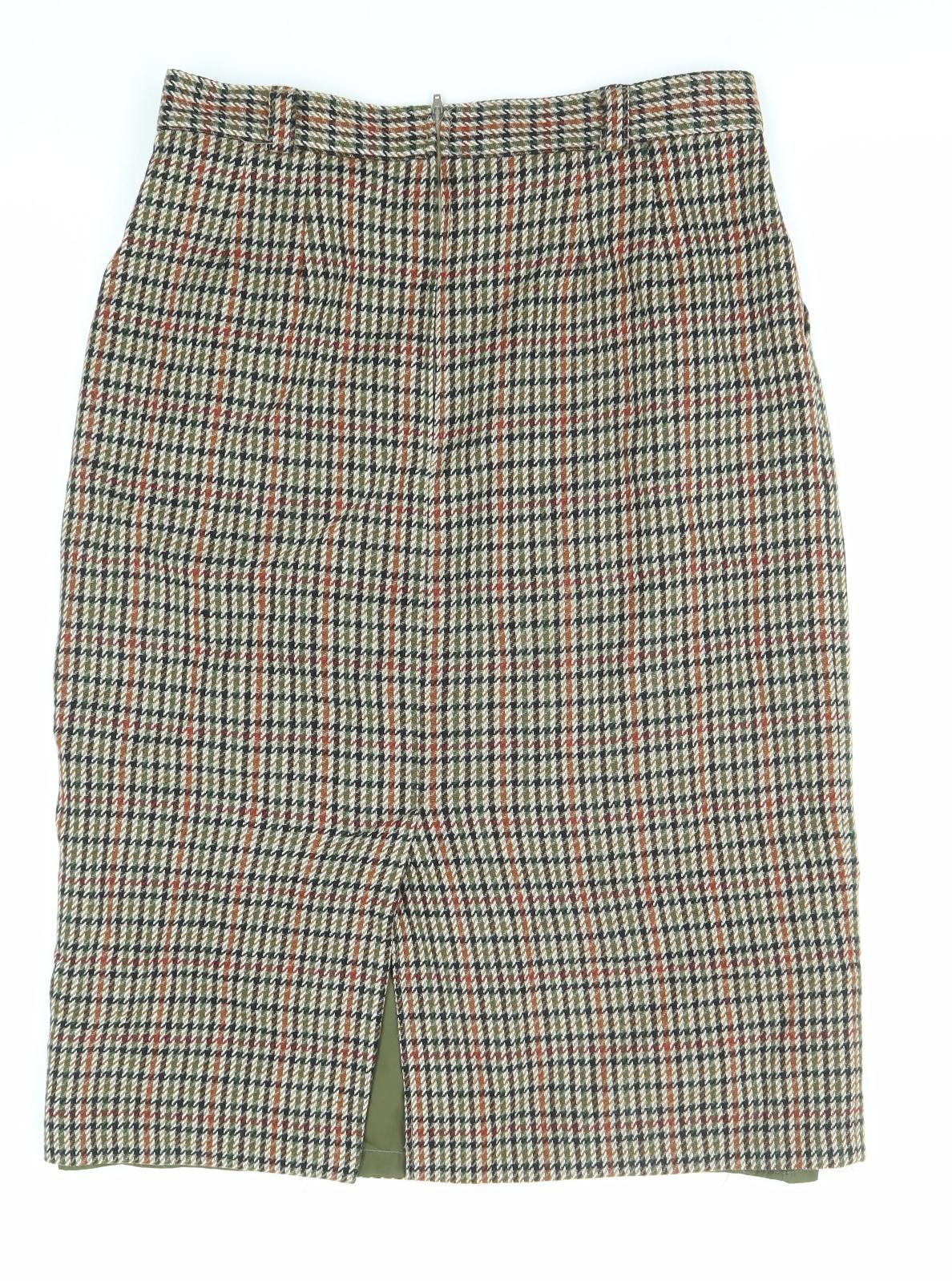 St Michael Womens Multicoloured Plaid Wool Straight & Pencil Skirt Size 14 Zip