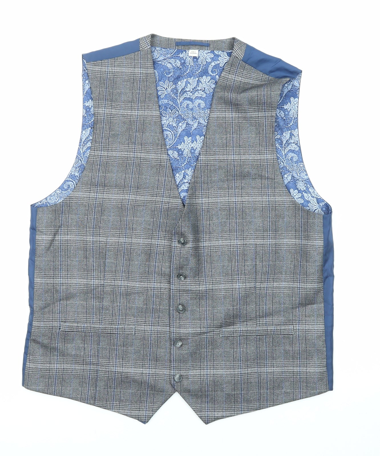 Jacamo Mens Grey Plaid Polyester Jacket Suit Waistcoat Size 44 Regular