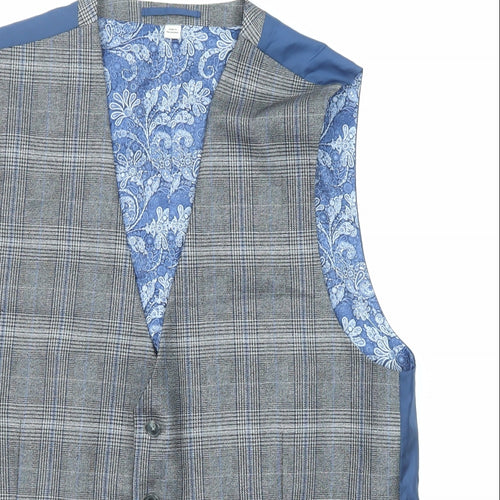 Jacamo Mens Grey Plaid Polyester Jacket Suit Waistcoat Size 44 Regular