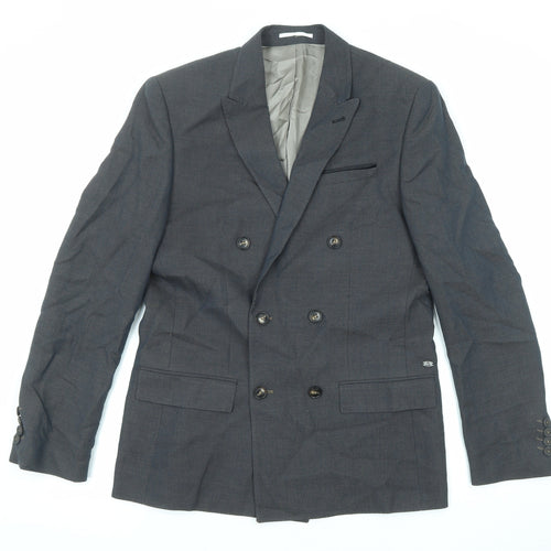 River Island Mens Grey Polyester Jacket Suit Jacket Size 40 Regular