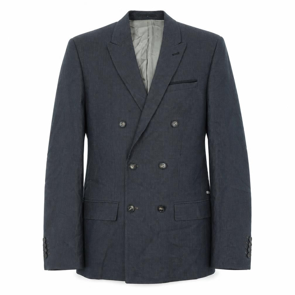 Front view of River Island men’s grey polyester jacket suit jacket, size 40, regular