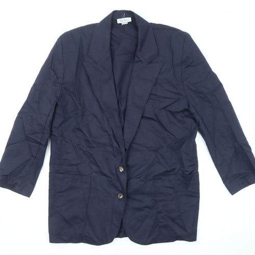 Design Studio Womens Blue Jacket Blazer Size 12 Button