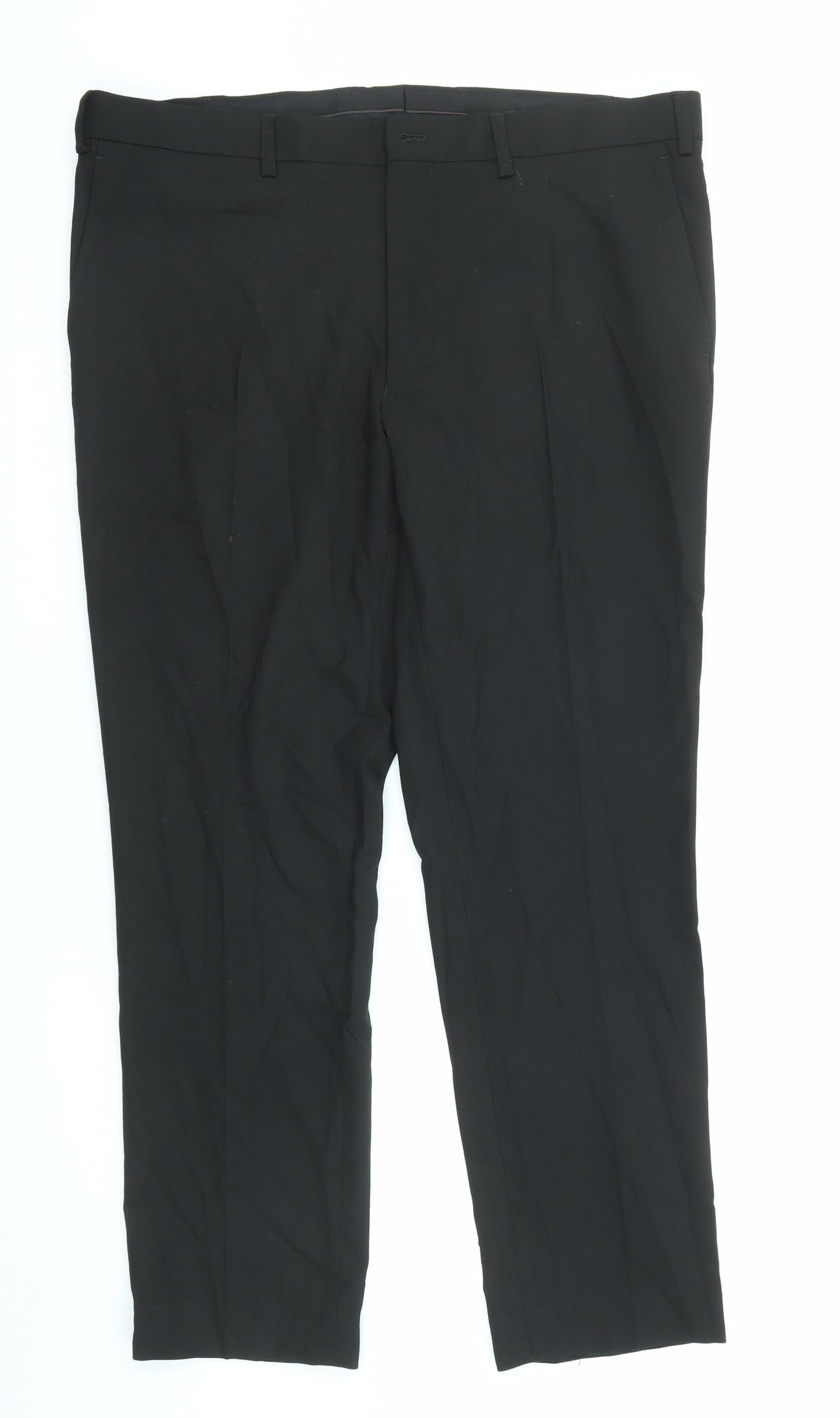 Marks and Spencer Mens Black Polyester Trousers Size 38 in L29 in Regular Zip