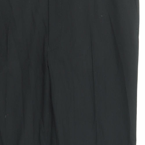 Marks and Spencer Mens Black Polyester Trousers Size 38 in L29 in Regular Zip