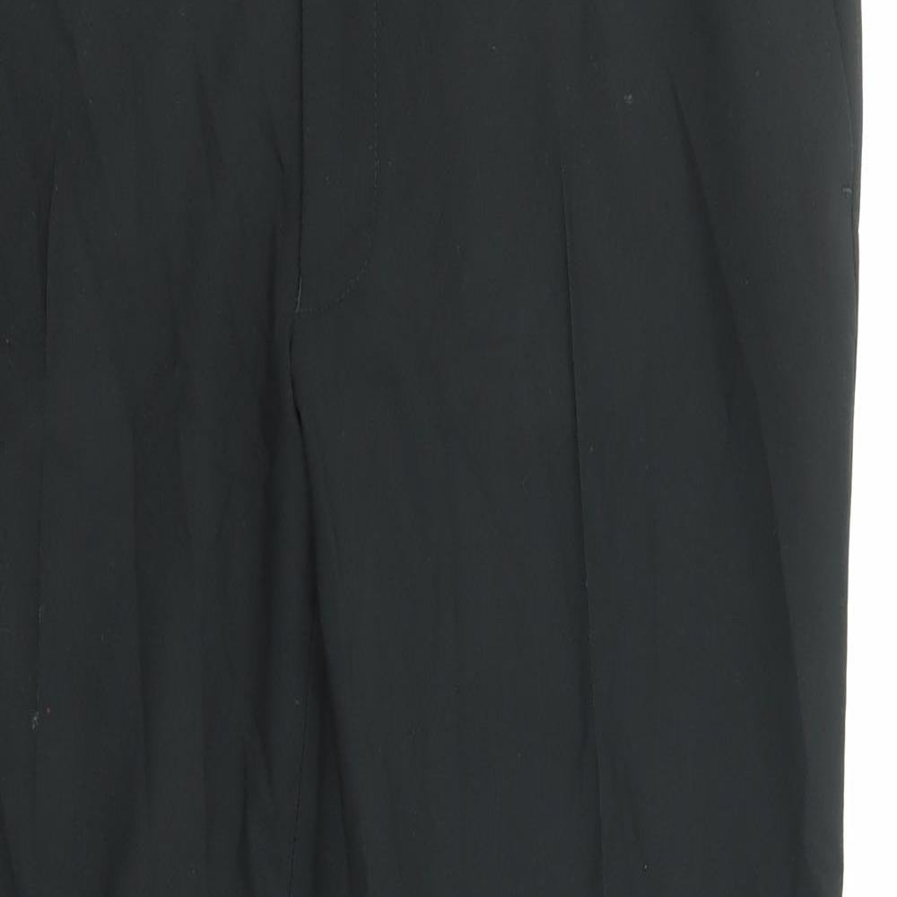 Marks and Spencer Mens Black Polyester Trousers Size 38 in L29 in Regular Zip