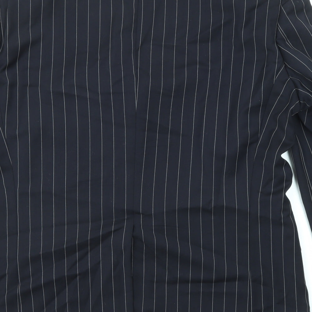 HUGO BOSS Mens Black Striped Wool Jacket Suit Jacket Size 52 Regular
