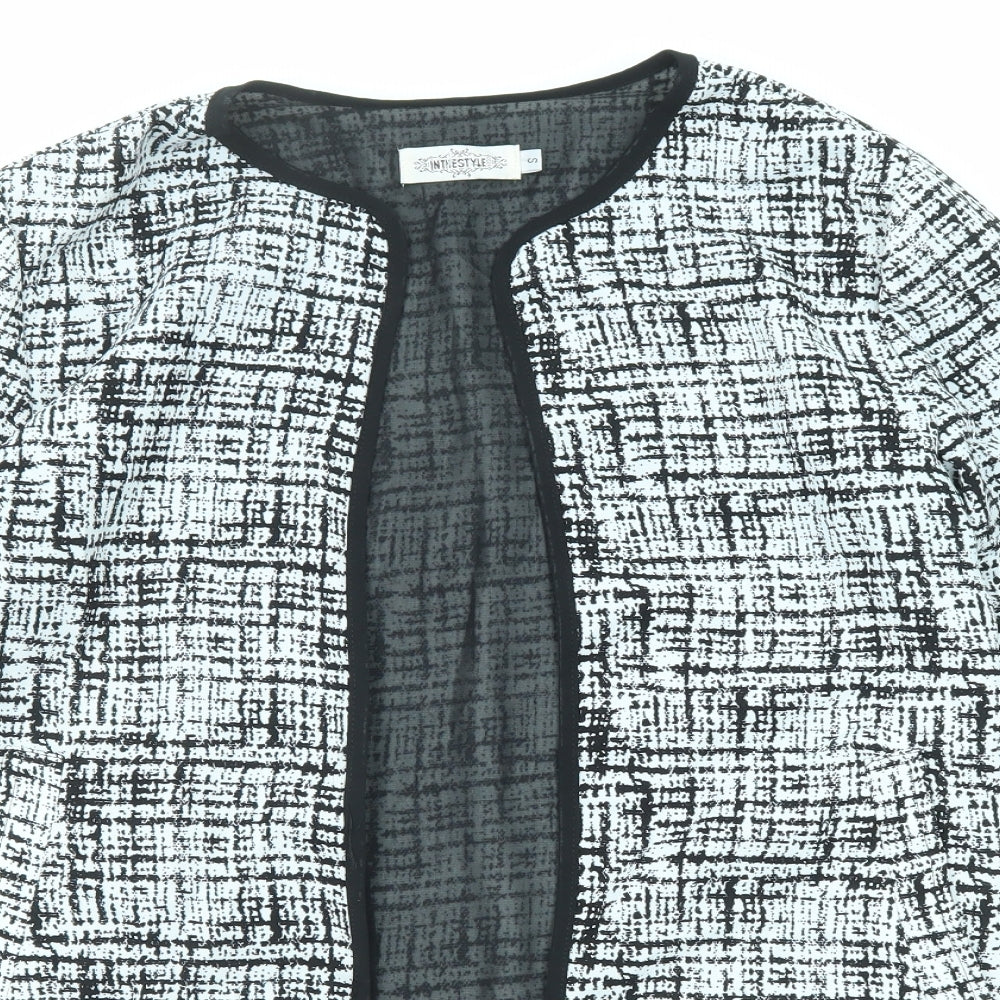 In the Style Womens Black Geometric Jacket Blazer Size S