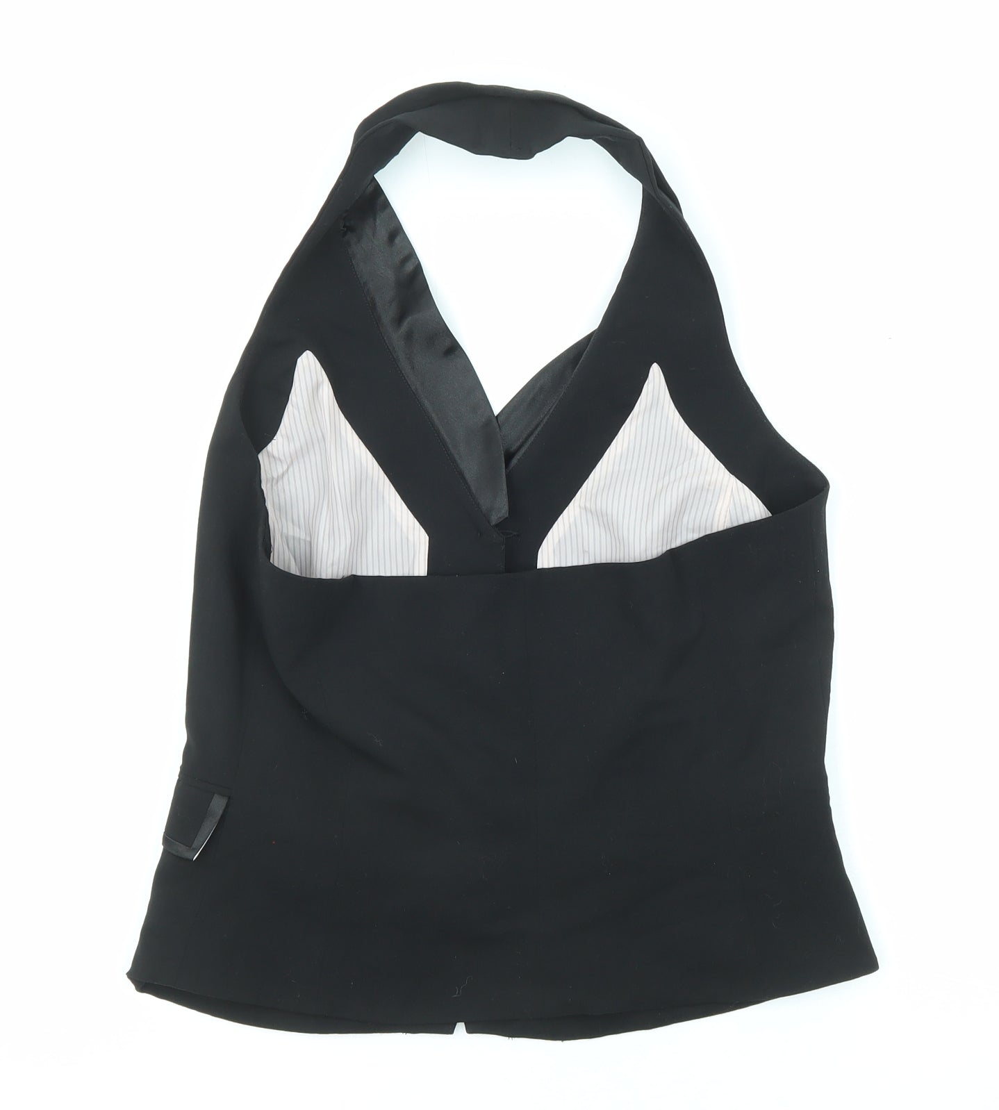 H&M Womens Black Polyester Basic Button-Up Size 12 Halter - Waistcoat Style