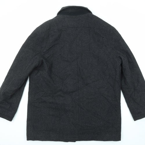 Gurteen Mens Black Pea Coat Coat Size L Zip