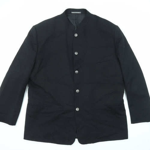 Emporium Mens Black Polyester Jacket Blazer Size 46 Regular