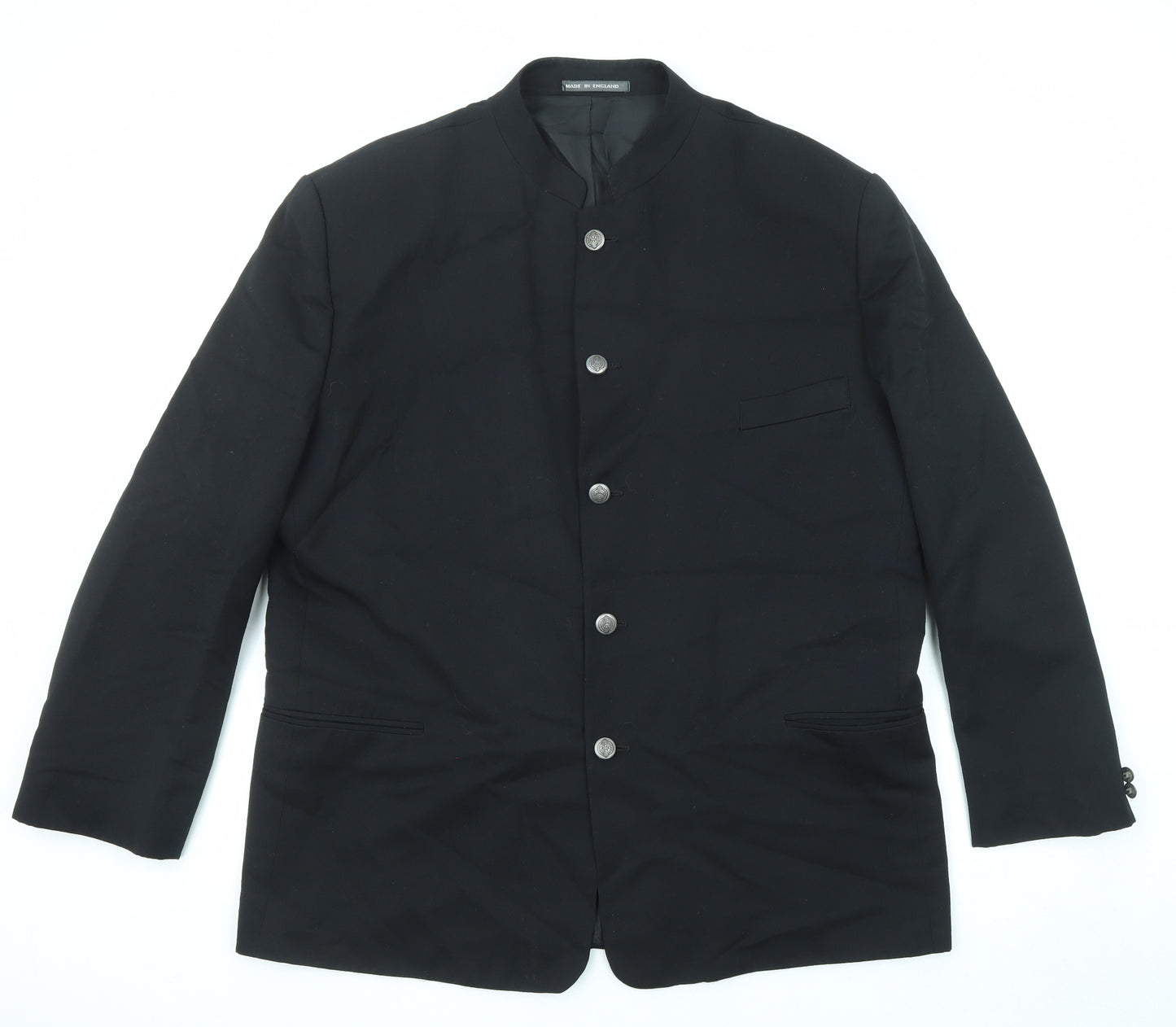 Emporium Mens Black Polyester Jacket Blazer Size 46 Regular