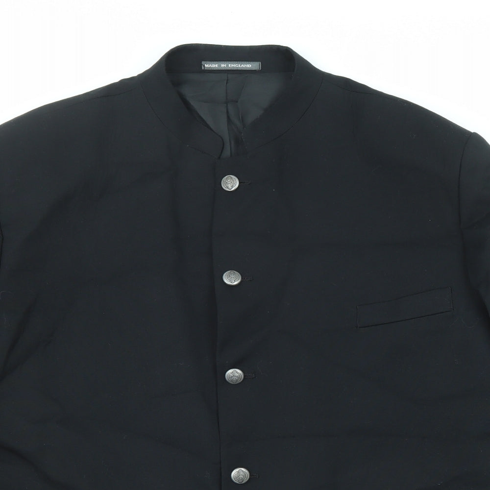 Emporium Mens Black Polyester Jacket Blazer Size 46 Regular