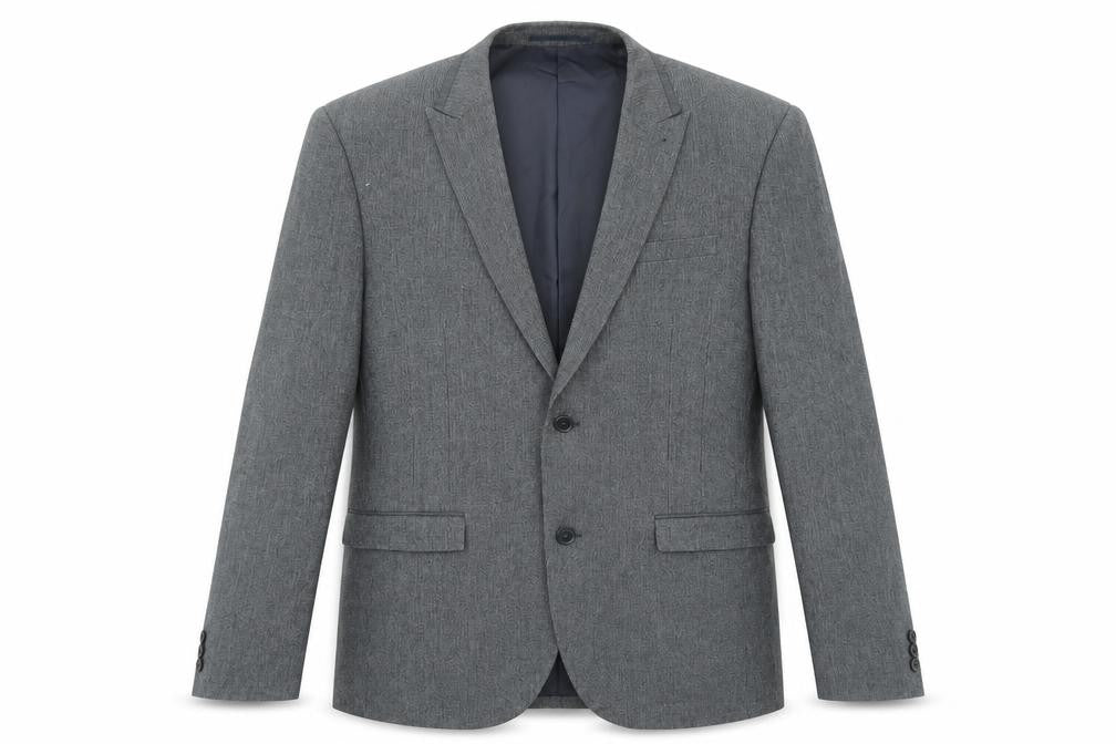 Front view of Next men’s grey polyester jacket suit jacket, size 40, regular