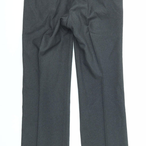 Marks and Spencer Mens Grey Wool Trousers Size 32 in L33 in Regular Zip