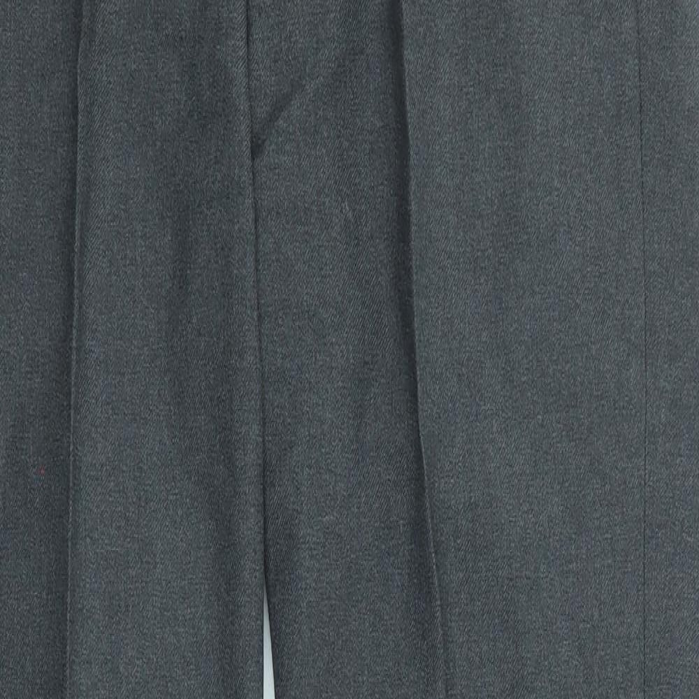Marks and Spencer Mens Grey Wool Trousers Size 32 in L33 in Regular Zip