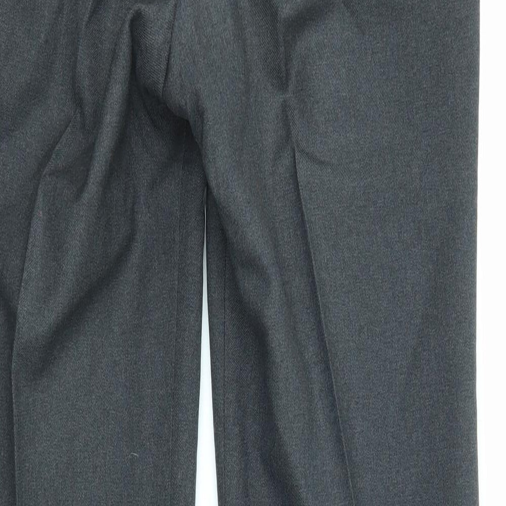 Marks and Spencer Mens Grey Wool Trousers Size 32 in L33 in Regular Zip