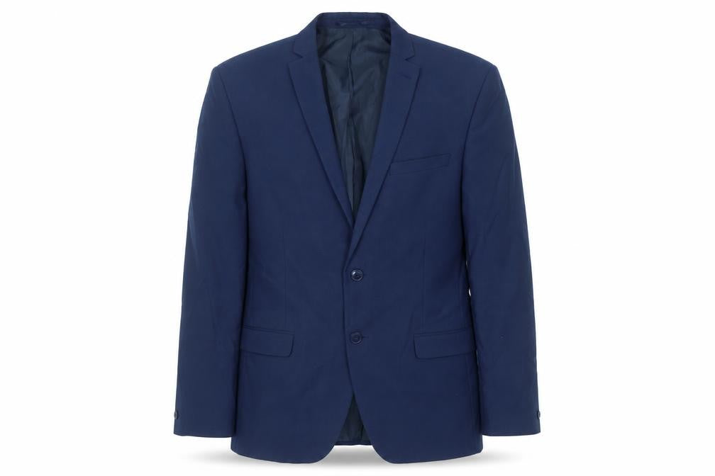Front view of Red Herring men’s blue polyester jacket suit jacket, size 40, regular