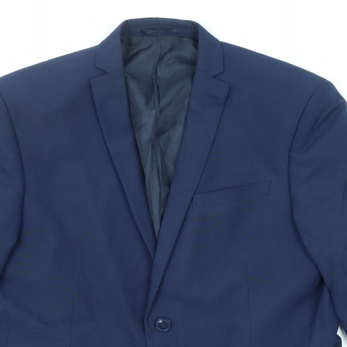 Red Herring Mens Blue Polyester Jacket Suit Jacket Size 40 Regular
