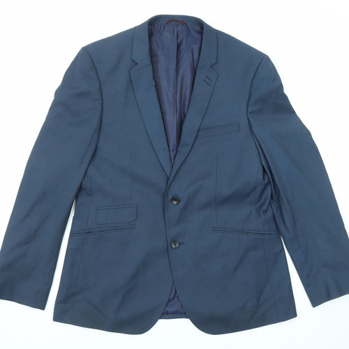 Burton Mens Blue Polyester Jacket Suit Jacket Size 42 Regular
