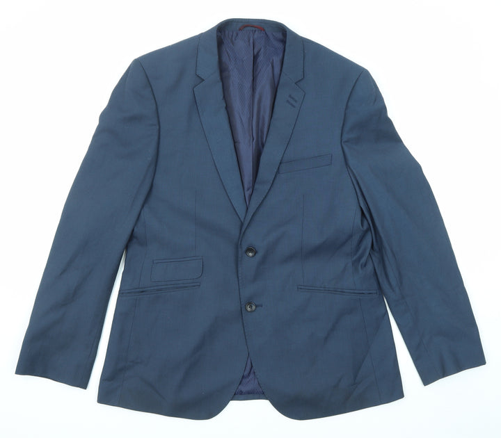 Burton Mens Blue Polyester Jacket Suit Jacket Size 42 Regular