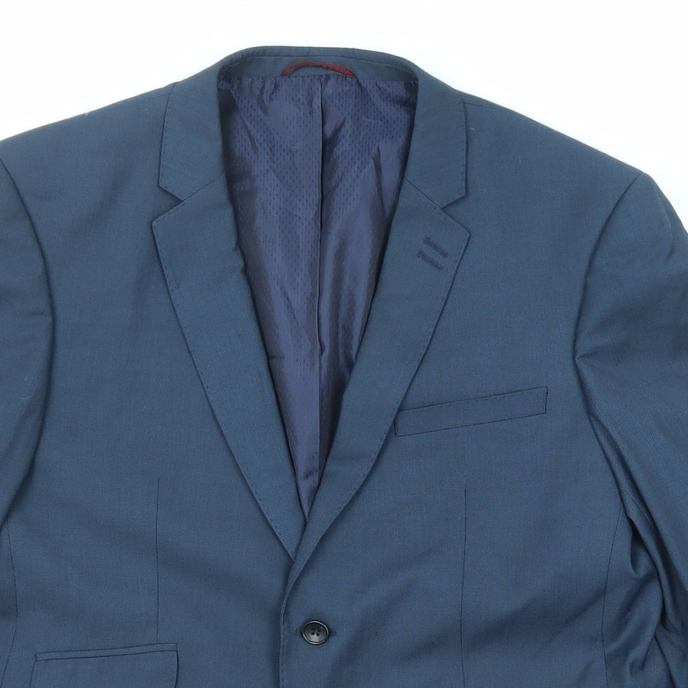 Burton Mens Blue Polyester Jacket Suit Jacket Size 42 Regular