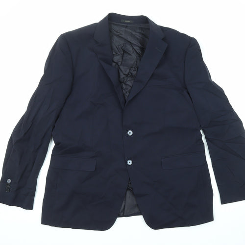 Massimo Dutti Mens Blue Wool Jacket Suit Jacket Size 56 Regular