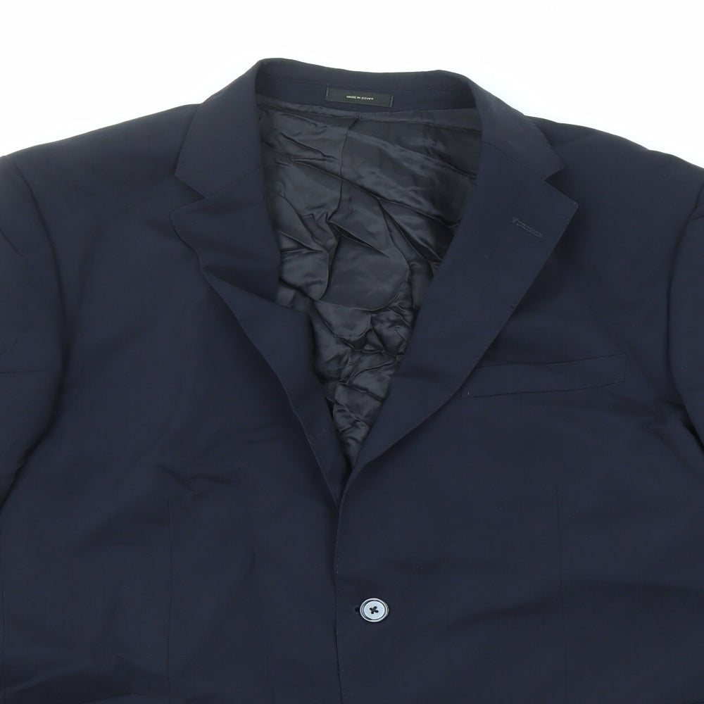 Massimo Dutti Mens Blue Wool Jacket Suit Jacket Size 56 Regular