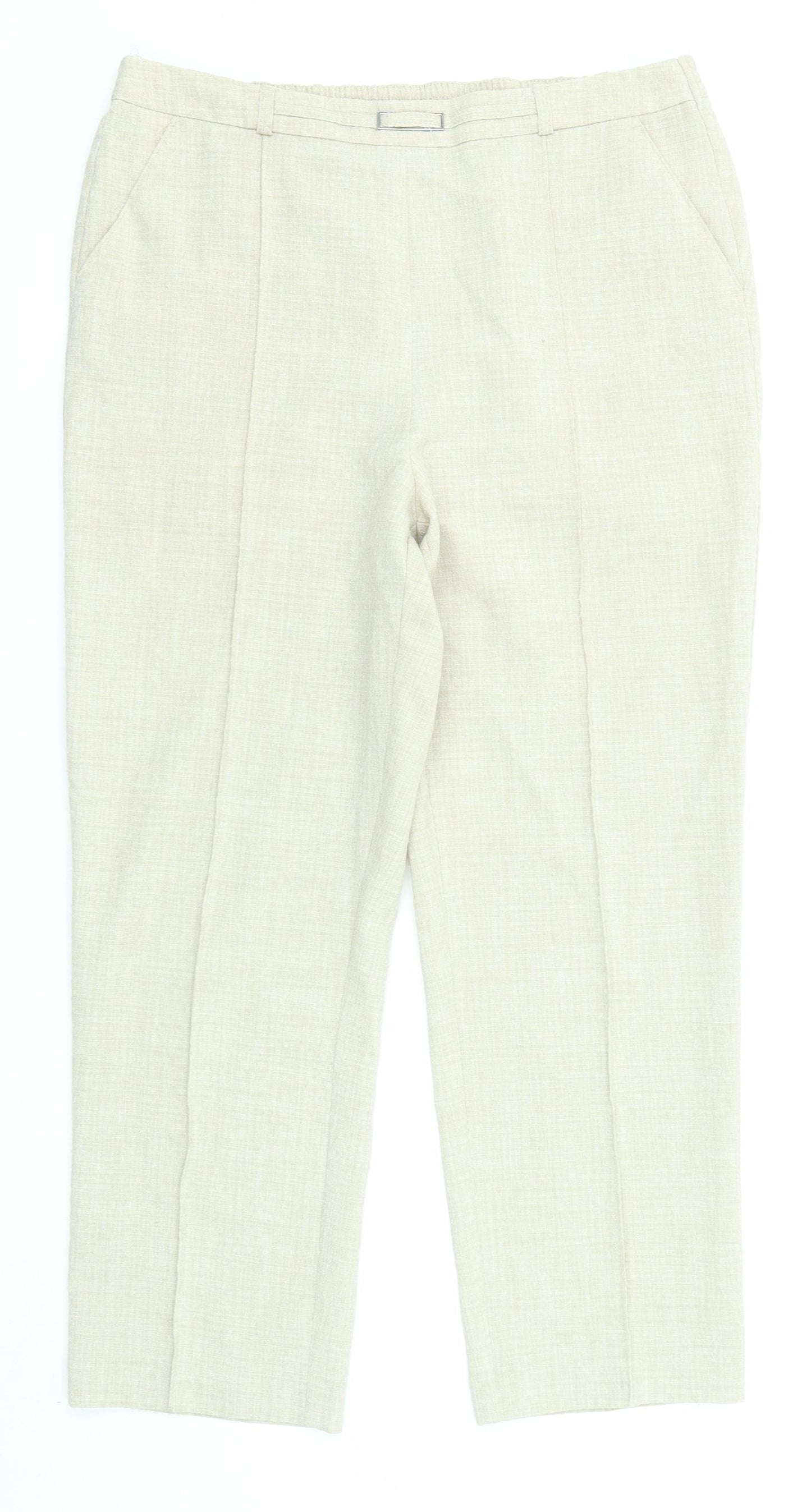 EWM Womens Beige Polyester Trousers Size 14 L26 in Regular