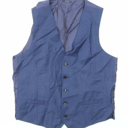 Marks and Spencer Mens Blue Wool Jacket Suit Waistcoat Size 42 Regular