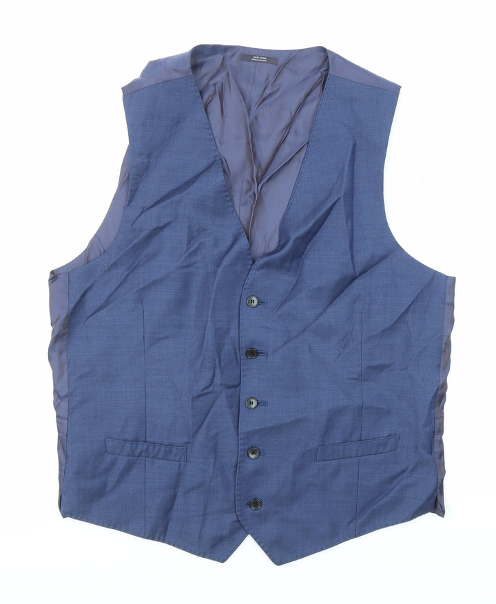 Marks and Spencer Mens Blue Wool Jacket Suit Waistcoat Size 42 Regular