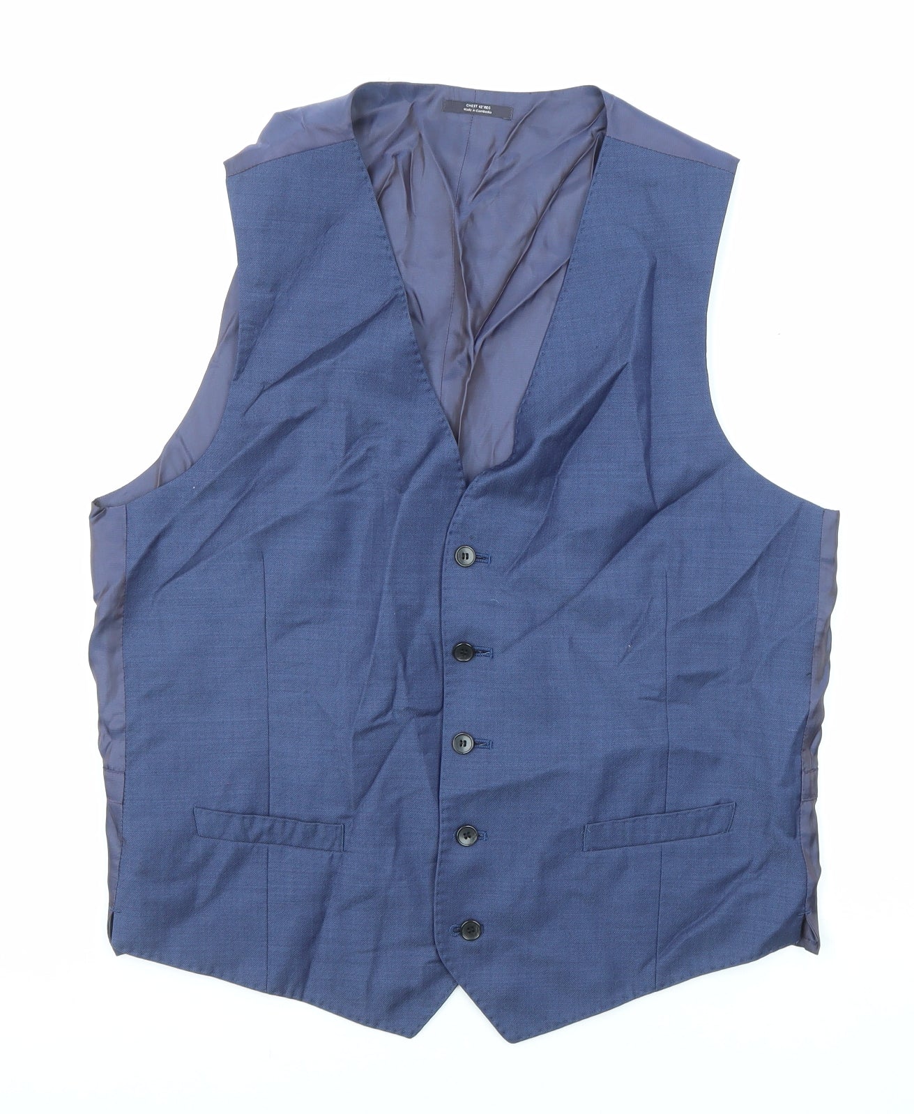 Marks and Spencer Mens Blue Wool Jacket Suit Waistcoat Size 42 Regular