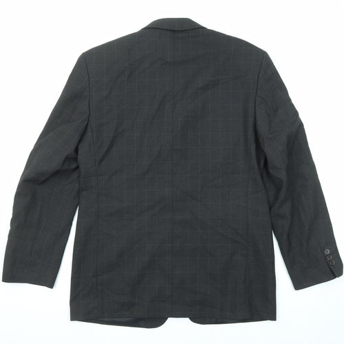 Zantos Mens Black Check Polyester Jacket Suit Jacket Size 38 Regular