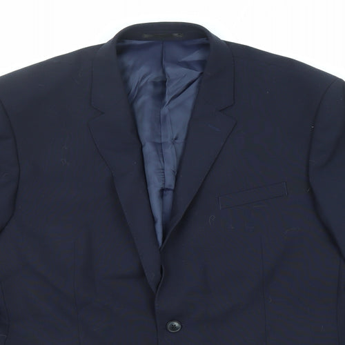 T.M.Lewin Mens Blue Wool Jacket Suit Jacket Size 48 Regular