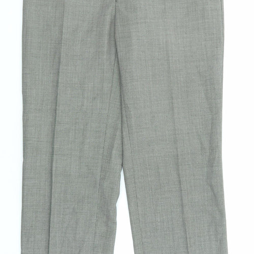 Chester Mens Grey Wool Trousers Size 34 in L32 in Regular Zip