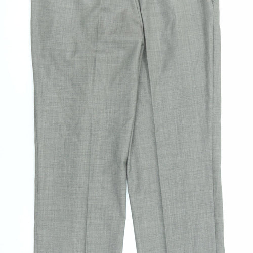 Chester Mens Grey Wool Trousers Size 34 in L32 in Regular Zip