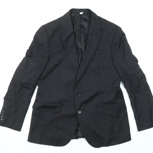 Marks and Spencer Mens Black Polyester Jacket Suit Jacket Size 40 Regular